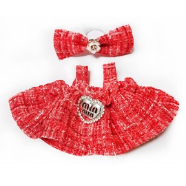 17cm Doll Clothes - Luxury Chic Style Set for 5.91-6.7“ (15-17cm) Dolls, Cute Premium Fashion Doll Outfit with Accessories - Red Plaid Tweed Dress +Plaid Bow