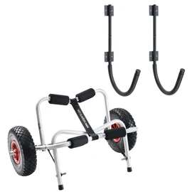 RAD Sportz Kayak Accessories Set – Wall-Mounted Storage Hooks and Foldable Canoe Dolly with Airless Tires