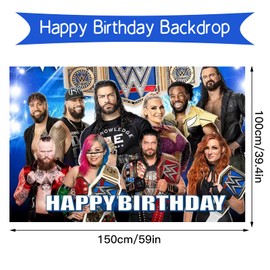 Ww Happy Birthday Backdrop Decorations - Large Photography Backdrop for Birthday Party Supplies for Kids Party Decorations, Photo Background Wall Art Decor Banner for Boys & Girls