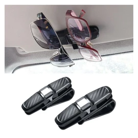 2PCS Glasses Holders for Car Sun Visor, Glasses Clip Organizer, Sunglasses Eyeglasses Mount with Ticket Card, Car Sun Visor Double-Ends Clip, 180 Degree Rotational Car Glasses Holder
