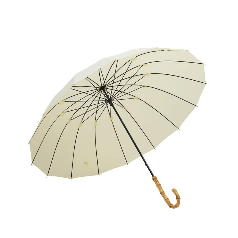 ThreeH Bamboo Stick Umbrella Auto Open Solid Color Fashionable and
