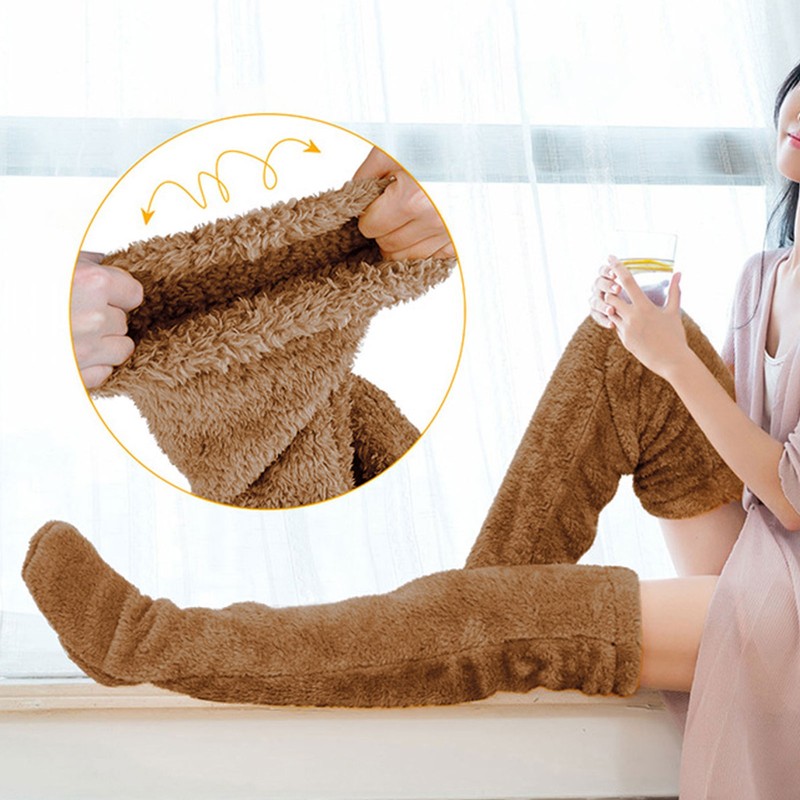 Thicken Long Socks Polyester Women Winter Warm Soft Stockings Warmer
