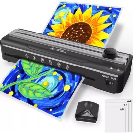 ‎MAXDONE Laminator Machine 9inch 4-in-1 with Built-in Paper Trimmer & 20 Pouches Hot&Cold