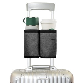 riemot Travel Luggage Cup Holder Luggage Travel Cup Holder Drink Holder Hands-Free Drink Trolley Holds Two Coffee Cups ID Pockets Money Belt for Flight Attendants Travellers Accessories, gray, RM024VC