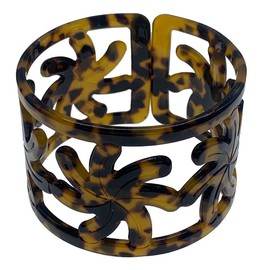Hulu Makana 5.0 cm Faux Turtle Shell Cuff Bracelet - Hawaiian/Samoan Style Tiare Carved Design