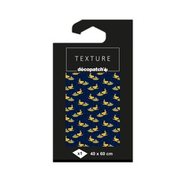 Décopatch - Ref TD824C - Texture Collection - Blue & Gold Birds Pattern - Contains 1 Sheet of 40 x 60cm Textured Paper, Foil Printing for Metallic Effects