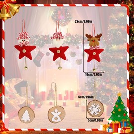 6 PCS Christmas Tree Plush Ornaments Set, Snowman Elk Santa Claus Hanging Decorations with Metal Bells, Christmas Hanging Decorations for Xmas Home Party Decor