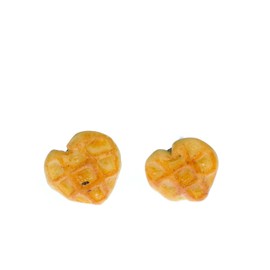 Miniblings Waffle Heart Stud Earrings Love Hearts Waffles Hearts – Handmade Fashion Jewellery I Earrings Stud Earrings, polymer clay