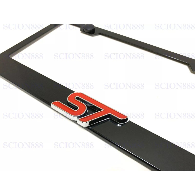 License Plate Frame 1pc 3D ST Emblem Badge BLACK Stainless