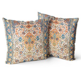 Snycler Set of 2 Boho Carpet Tribal Pattern Throw Pillow Cover Boho Ethnic Geometric Chaotic Short Plush Pillow Case 20x20 Inch Decorative Men Women Boy Girl Room Cushion Cover for Home