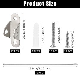 6 Sets Anti-Tip Furniture Straps, Safety Furniture Wall Anchors, Furniture Wall Straps, Furniture Wall Fixing Baby Safety Straps, Metal Furniture Straps, for Bookshelf Cabinet Dresser