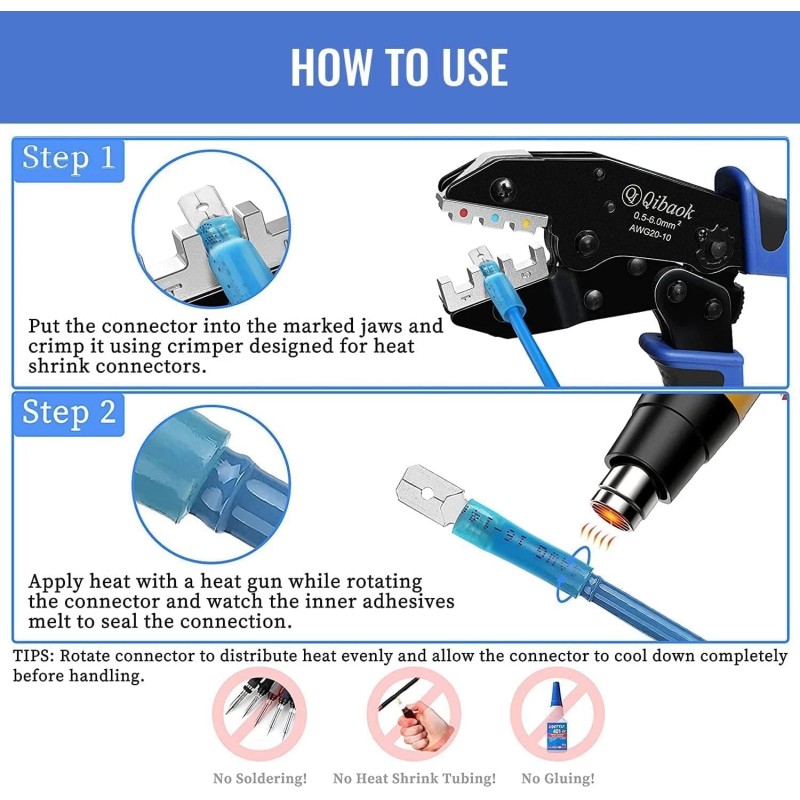 Qibaok Crimping Tool Ratcheting Wire Crimper For Heat Shrink Connector