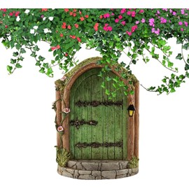 Green Fairy Garden Door - Fairy Door Craft, Fairy Door Kit, Miniature Fairy Doors | Fairy Doors for Outdoor Trees, Mini Garden Miniatures Door, Multicoloured Door Fairy Doors, Fairy Garden Accessories