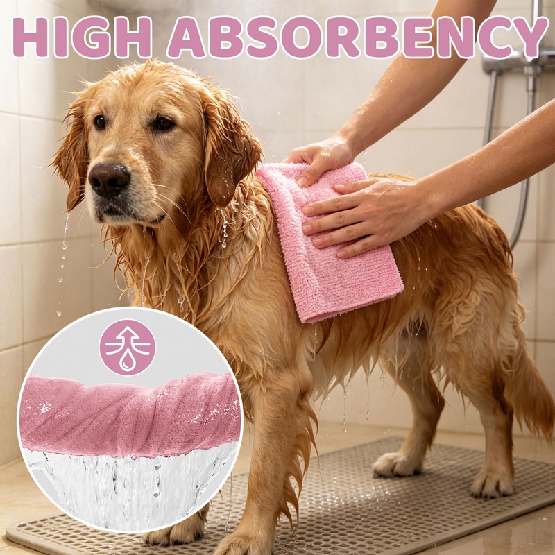 PCCALIGO 50-Pack Microfiber Cleaning Cloth Roll 12"x12", Lint-Free, Pink