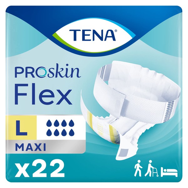 TENA ProSkin Flex Maxi Belted Undergarment, Incontinence, Disposable, Heavy Absorbency, Large, 22 Count, 1 Pack