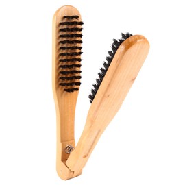 Double Brush Comb, Professional Wooden Handle Hairdressing Comb Anti Static Hair Straightener Brush Styling Tool for Women Men Hairdressing