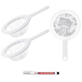 3 Pcs Fine Mesh Sieve & Strainer Set, 100/200/400 Mesh Plastic Nylon Sieves with Handle, Kitchen Food Filter for Kefir, Yoghurt, Soy Milk, Juice, Coffee + 1 Marker Pen