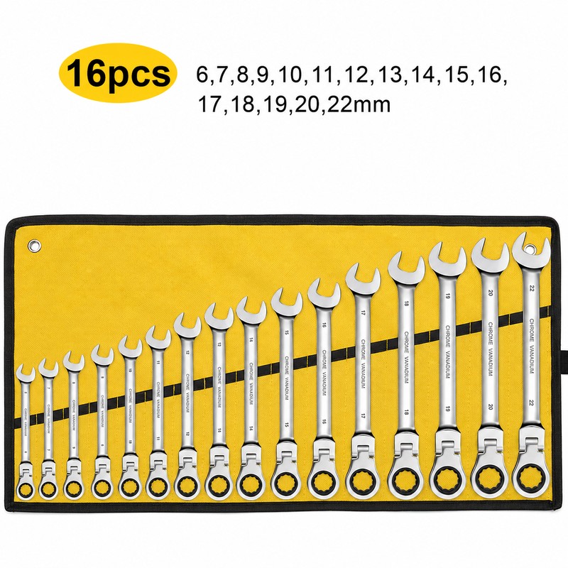 Metric Flex-Head Ratcheting Wrench Set for Auto Repair – 72-Tooth