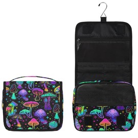 LLCXCSI Hanging Toiletry Bag Psychedelic Mushroom Women Travel Makeup Bag Organizer Toiletries Bag for Travel Size Essentials Accessories Cosmetics