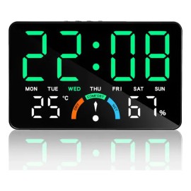 Reloj Despertador Digital De Pared Con Termómetro Y Calendario Meestory Negro                                                                         
