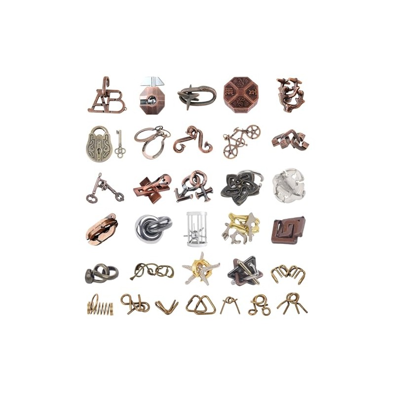 32Pcs Metal Brain Teaser Puzzles Teasers 3D Steel Puzzle for