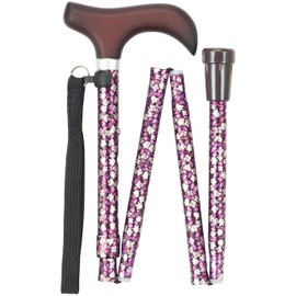 Maki Tech Folding Cane with Cane Black Floral FS – 10kf [Adaptation Height 146 ~ 161 cm]