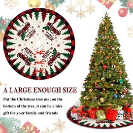 Christmas Tree Skirt 48 inch Tree Skirt Large Snowflake Reindeer Red Xmas Tree Skirt Rustic Christmas Decorations for Winter New Year Holiday Party Decor Indoor Outdoor