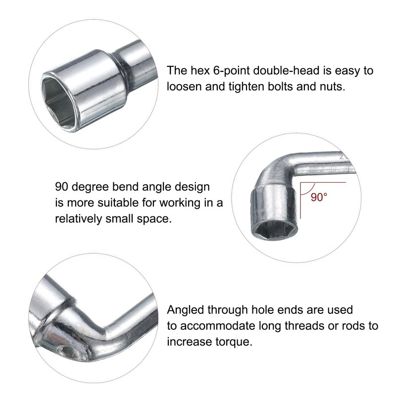 sourcing map L Shaped Angled Hex Socket Wrench 20mm 45#