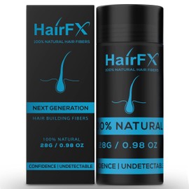HairFX Hair Fibers for Thinning Hair (BLACK) Undetectable & Natural - Giant 28g Bottle – Hair Thickener & Topper + Instant Thicker Fuller Hair - Completely Conceals Hair Loss in 15 Sec for Women & Men