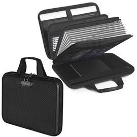 Perfcaze Fireproof Document organizer with Lock, 13 Pocket Accordion File Folder,Portable Office Home Travel Safe Briefcase for Letter A4 Files and More with Handle