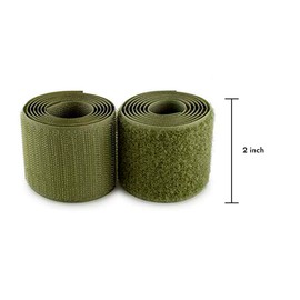 2 inch Wide Olive Drab Sew on Hook and Loop Tape Non-Adhesive 1 Yd Length Olive Nylon Hook Loop Tape Fabric Fastener Set for Military Form Bags Clothes Shoes Backpacks DIY Craft