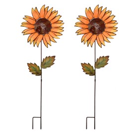 Metal Sunflower Garden Stakes Flower Yard Art Planter Stake Party Lawn Pathway Walkway Patio Decor Yard Sign Indoor Outdoor Decoration (36"+36")