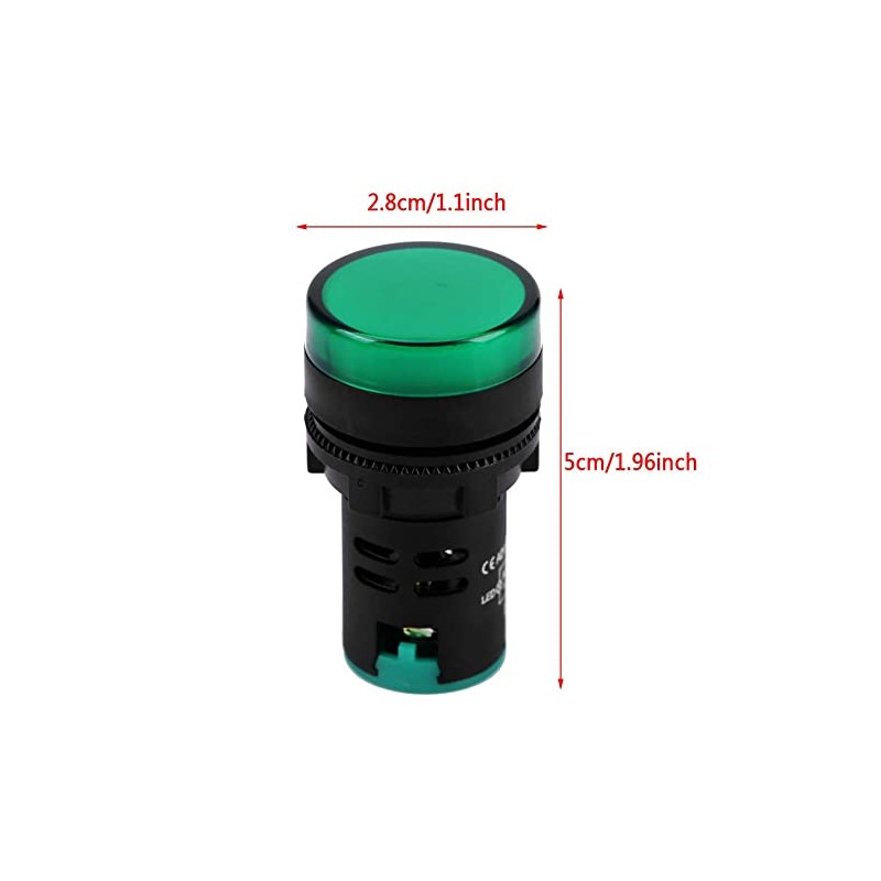 10pcs AC/DC 24V Energy Saving LED Indicator Light,22mm Thread,10W (Green)