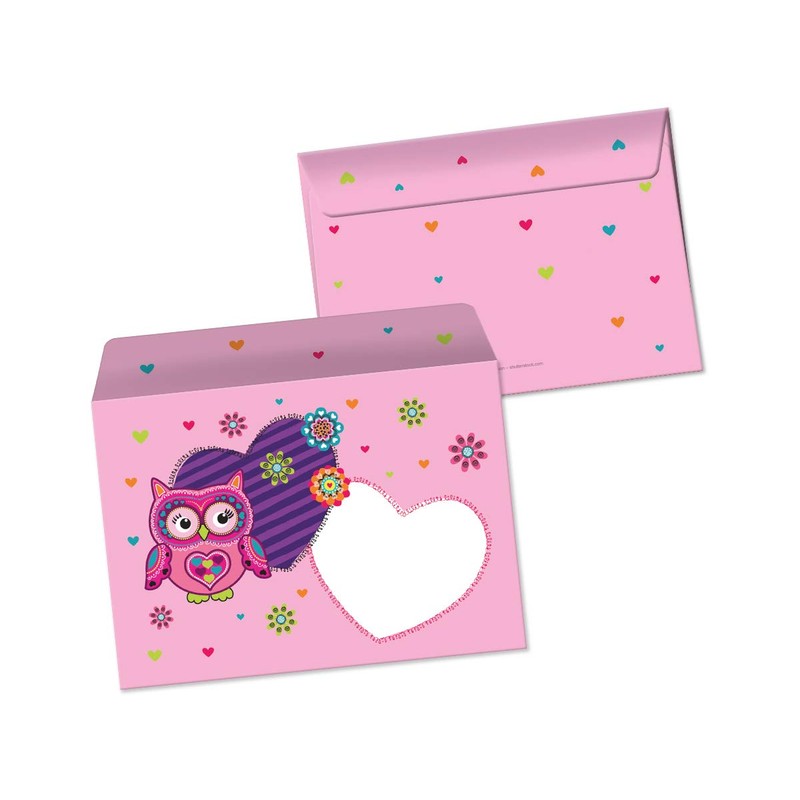 JuNa-Experten A5 Letter Paper Set with Envelopes Owl for Girls