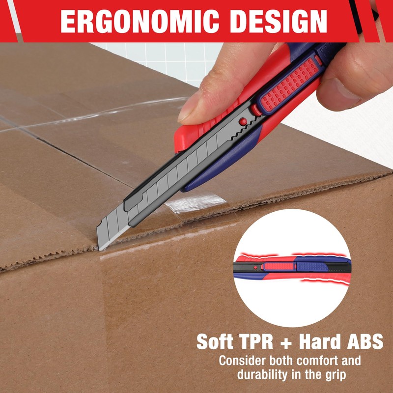 WORKPRO 2-In-1 Safety Utility Knife Retractable Snap-off blade, Metal Box