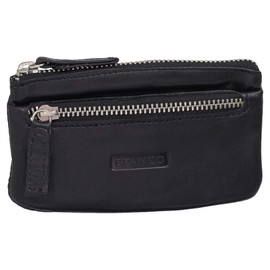 Leather Key Case Key Case Key Folder Key Bag with Zip Compartment Various Colours, black, Standard size, Modern
