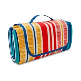 Textured Stripe Design Beach Mat | Convenient Carry Straps | Easy-Clean Polypropylene | 150x180cm Size | Ideal for Picnics and Beach Days