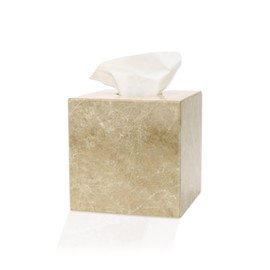 Natural Travertine Square Cube Tissue Box Holder,Marble Tissue Box Holder Cover with Open Bottom for Bathroom Vanity Tops, Bedroom Dressers, Kitchen Countertop, Travertine Beige(NS042)