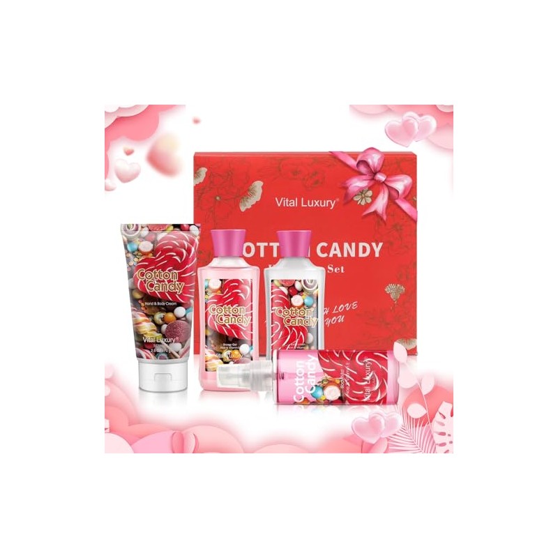 Set Regalo Baño Cuerpo Algodón Azúcar Kit Viaje Piezas Loción