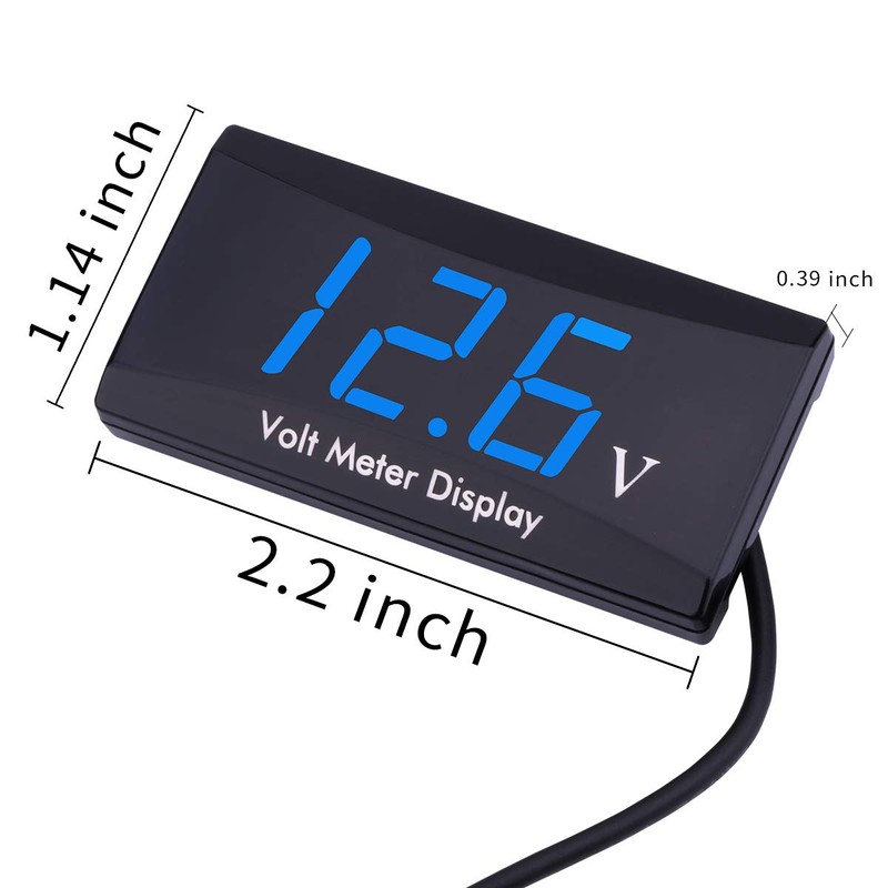 DC 12V Car Digital Voltmeter Gauge - AIMILAR LED Display
