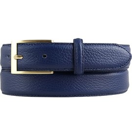 BELTINGER Italian Suit Belt 30mm Wide Mens Suit Belt Trouser Belt Textured Leather Buckle Gold, Blue, Gold