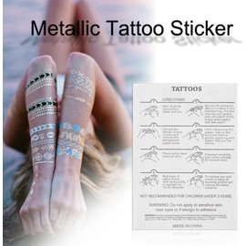 5pcs Tatuajes Temporales De Oro, Mixta Metálico Dorado Plata Colorido Patrón, Temporal Desechable Tatuaje Pegatinas Tatuajes Temporales Personalizados