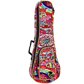 Ortega Guitars Gig Bag for Soprano Ukuleles with Shoulder Straps - Peace 68 (KUB-68-SO)