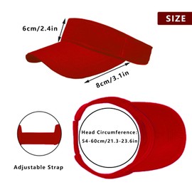 1 Piece of Red Sun Visor Hat Adjustable Sport Visors for Women and Men (One Size)