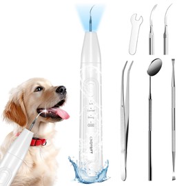 CHDPRFT Plaque Remover for Teeth- Pet Sonic Tooth Cleaner,3 Adjustable Modes Dog Teeth Cleaning Kit with LED Light,Effective Care of Teeth,Rechargeable Dental Teeth Cleaner Tools Kits(White)