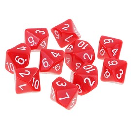 Yourandoll 10 Pcs Polyhedral Dice D10 (1-10) Dice D10 Sided Dice for Dungeons and Dragons, DND, TRPG, MTG and More Table Games (Red)