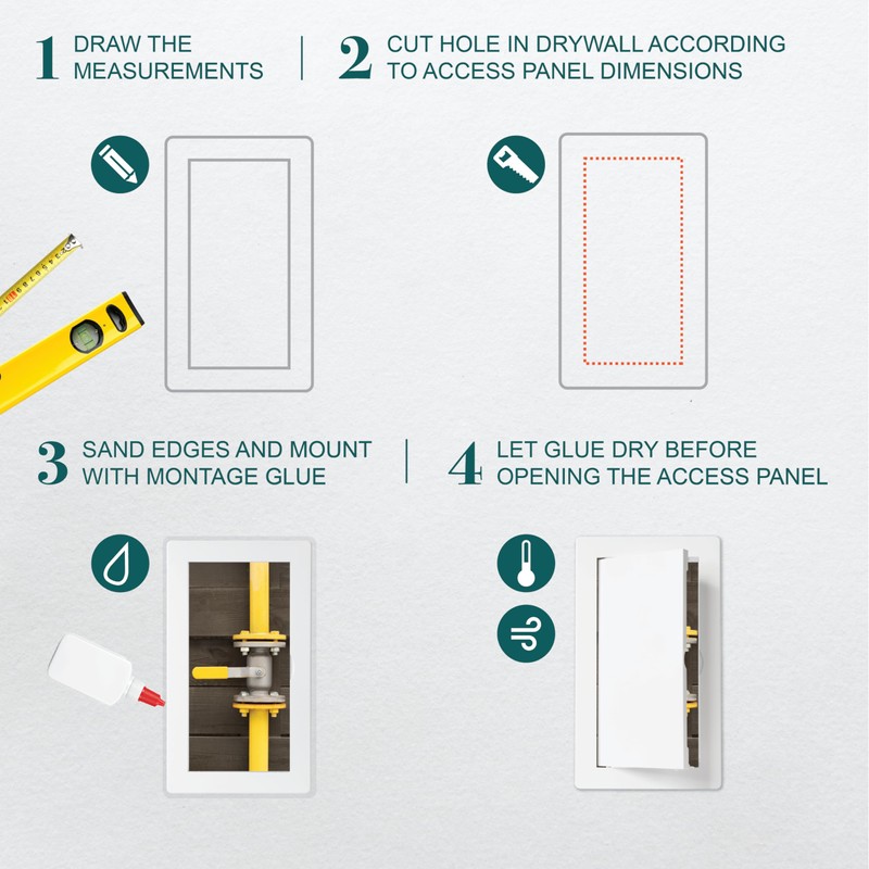 4" x 8" White Plastic Access Panel. Service Shaft Door