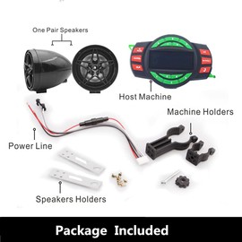 Beyondcity UTV ATV Bluetooth Amplifier Sound System Hand-free Speakers FM USB Audio System Stereo 3 Inch Speakers 12V Motorcycle Waterproof Audio FM Radio Stereo Speaker (Black Star Speaker)