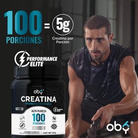 Oby Creatina Monohidratada de Alta Pureza Sin Sabor | Pre Entreno | 100 Servicios, 5g por Porción | Creatina Alto Rendimiento Pre Workout