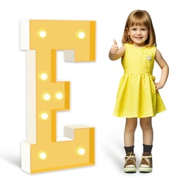 ZEELY 3FT Marquee Light Up Letters,Big Marquee Letter E for Party Decorations Baby Shower Anniversary Decor Room Decor, One Light Up Letters First Birthday, Foam Letter